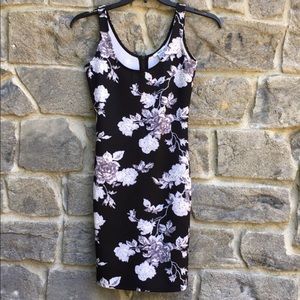 Bar III Black Floral Bodycon Midi Dress Racerback